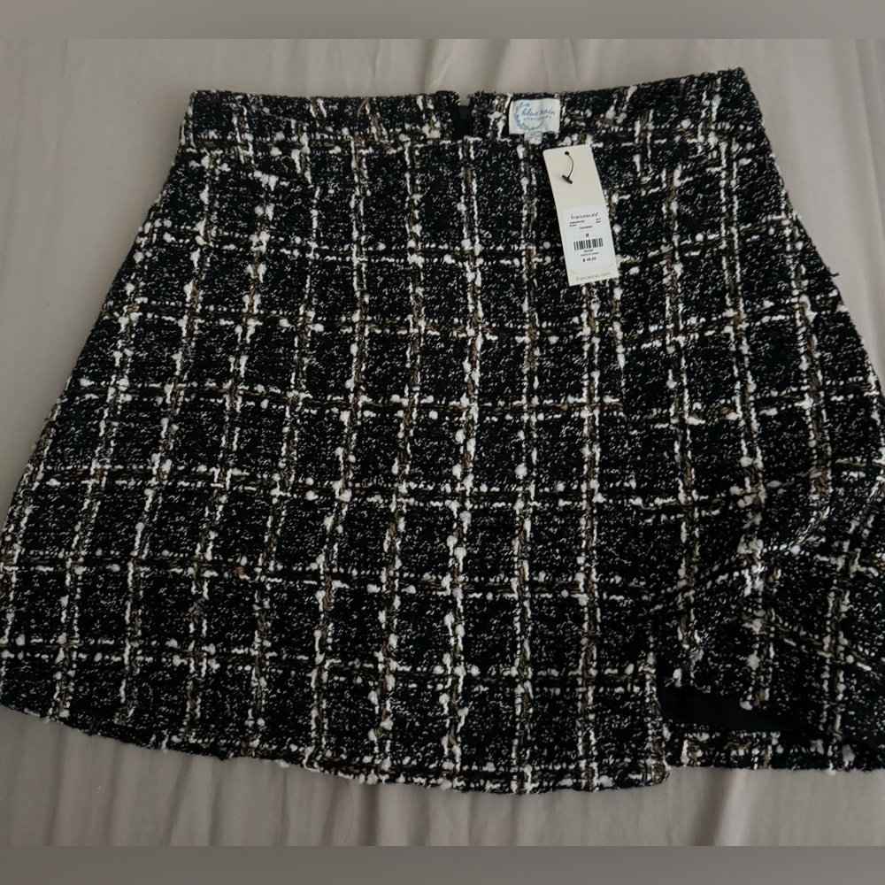 Blue Rain Chic Black and White Tweed Skirt